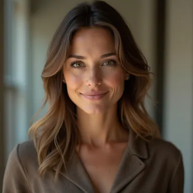 a professional portrait of a woman in her 30s, soft natural lighting, shallow depth of field, photorealistic
