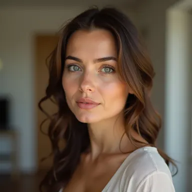 a professional portrait of a woman in her 30s, soft natural lighting, shallow depth of field, photorealistic