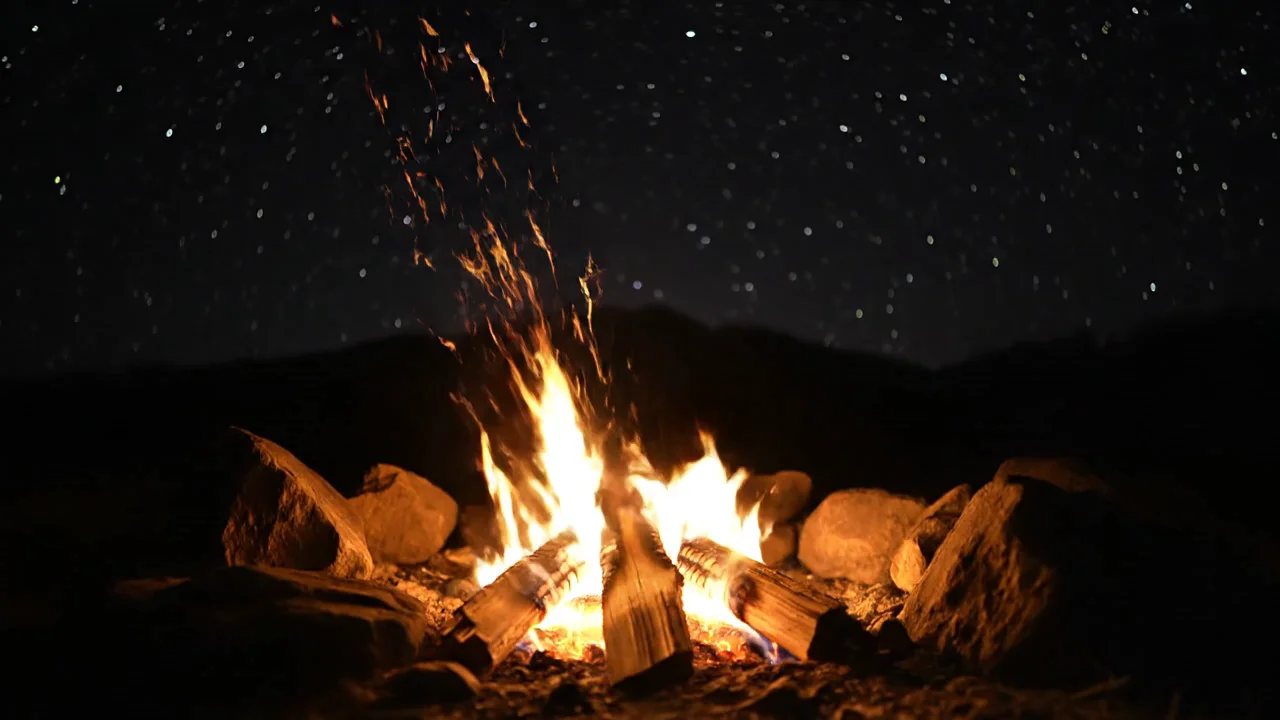 Crackling campfire